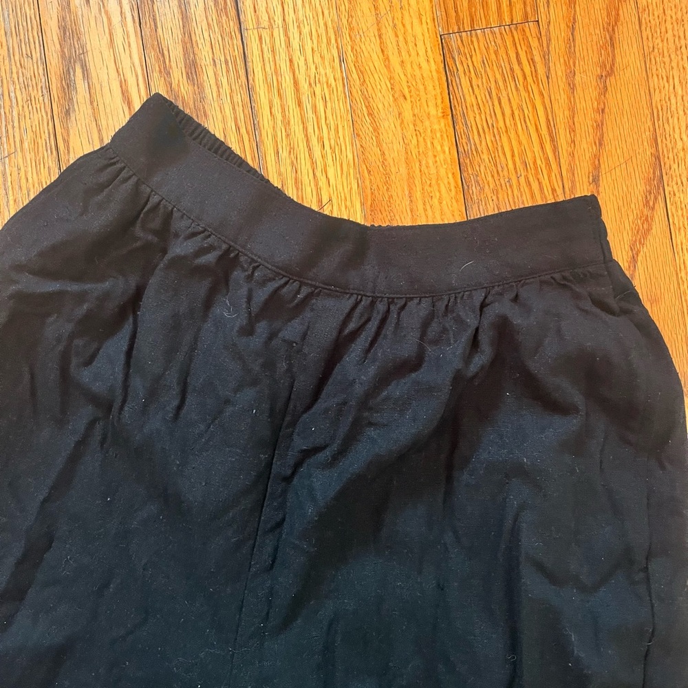 Vintage high waist, black, straight leg pants, 100% silk.